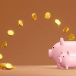 coins jump into piggy bank